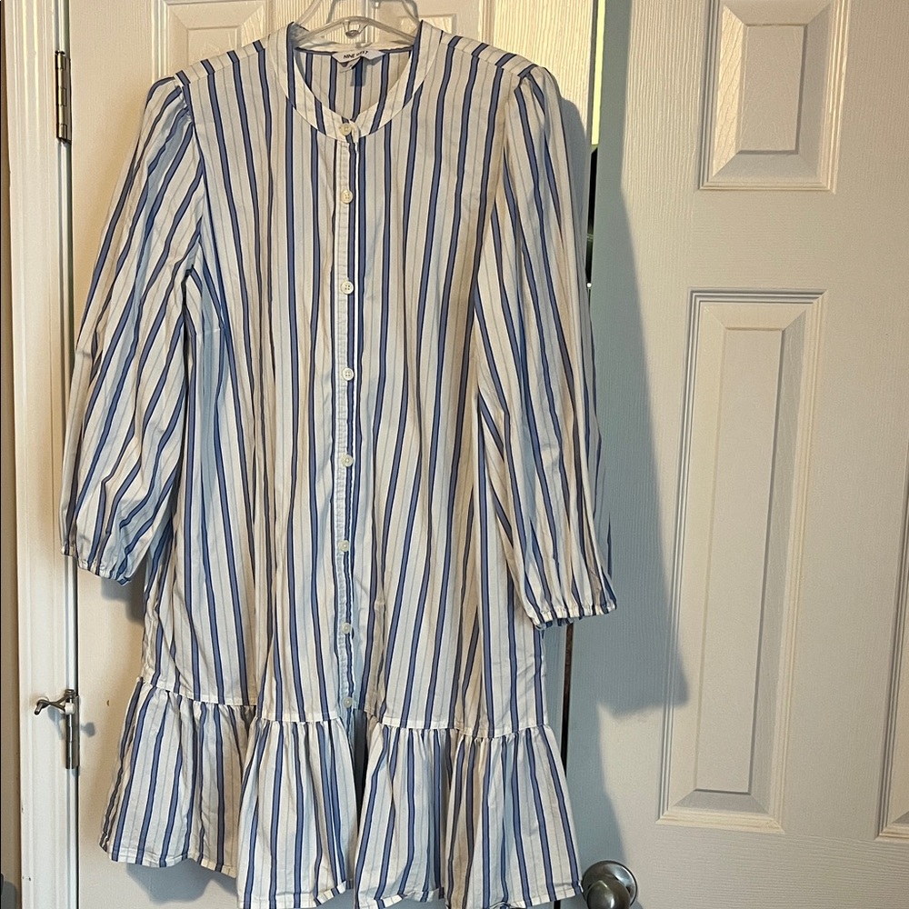 Nine West Blue and White Striped Blouse